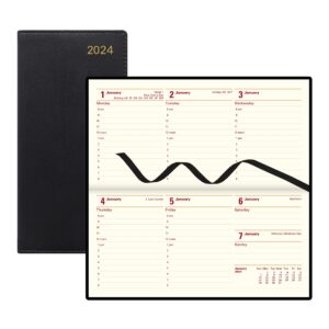 letts of london belgravia weekly/monthly planner, 12 months, january to december, 2024, appointments, horizontal, slim size, 6.625" x 3.25", black (c33sbk-24)