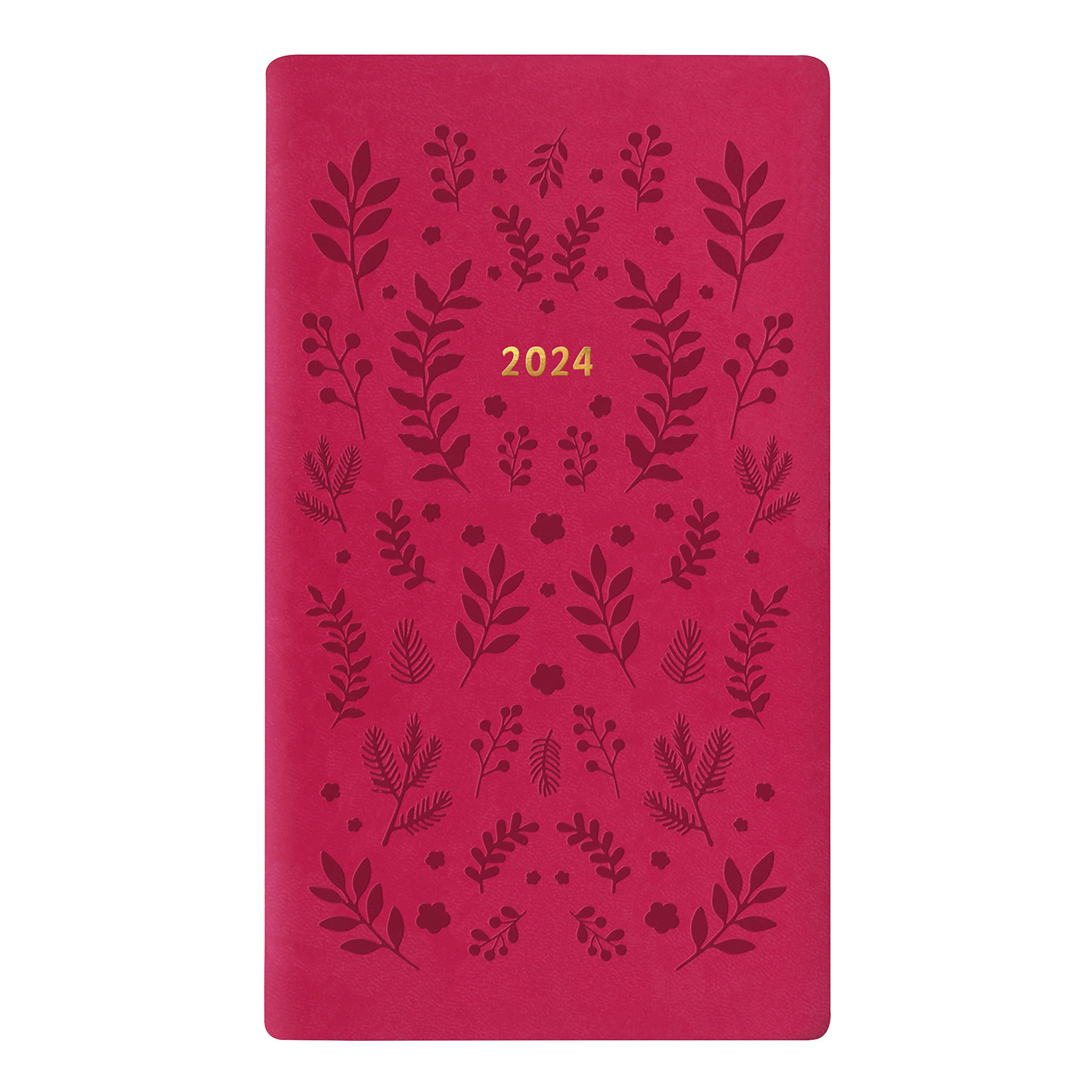 Letts of London Woodland Weekly Planner, 12 Months, January to December, 2024, Pocket Size, 5.875" x 3.125", Multilingual, Pink (C082174-24)