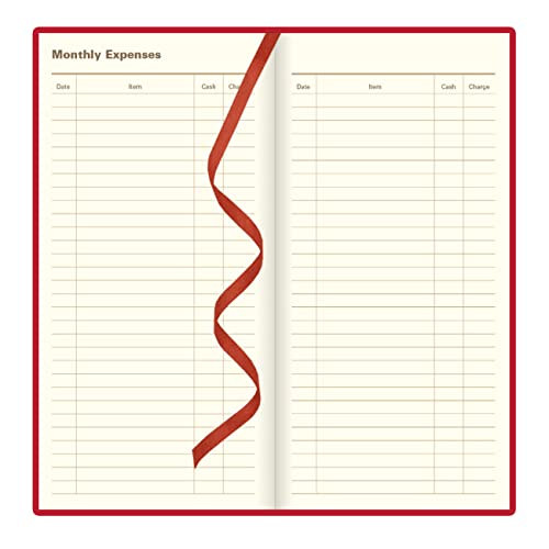 Letts of London Signature Weekly/Monthly Planner, 12 Months, January to December, 2024, Bonded Leather, Slim Size, 6.625" x 3.25", Burgundy (C38SUBY-24)