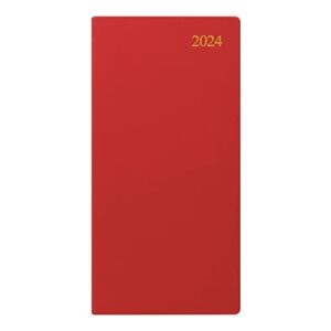 Letts of London Signature Weekly/Monthly Planner, 12 Months, January to December, 2024, Bonded Leather, Slim Size, 6.625" x 3.25", Burgundy (C38SUBY-24)
