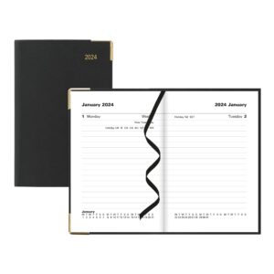 letts of london classic daily planner, 12 months, january to december, 2024, day-per-page, pocket size, 4.25" x 2.75", black (c12ebk-24)