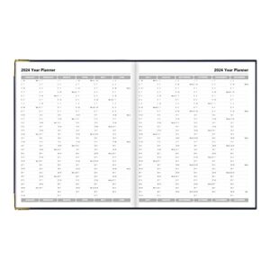 Letts of London Classic Weekly Planner, 12 Months, January to December, 2024, Appointments, Gold Corners, Quarto Size, 10.25" x 8.25", Blue (C32YBE-24)