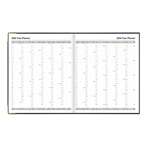 Letts of London Classic Weekly Planner, 12 Months, January to December, 2024, Appointments, Gold Corners, Quarto Size, 10.25" x 8.25", Blue (C32YBE-24)