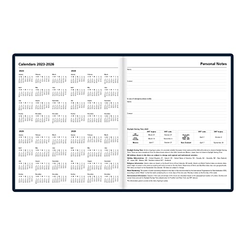 Letts of London Classic Weekly Planner, 12 Months, January to December, 2024, Appointments, Gold Corners, Quarto Size, 10.25" x 8.25", Blue (C32YBE-24)