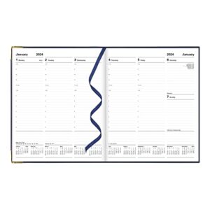 Letts of London Classic Weekly Planner, 12 Months, January to December, 2024, Appointments, Gold Corners, Quarto Size, 10.25" x 8.25", Blue (C32YBE-24)