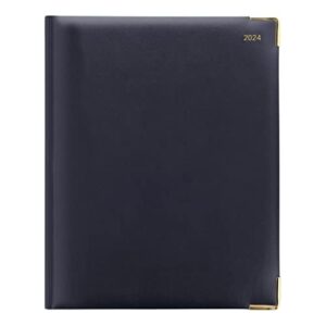 Letts of London Classic Weekly Planner, 12 Months, January to December, 2024, Appointments, Gold Corners, Quarto Size, 10.25" x 8.25", Blue (C32YBE-24)