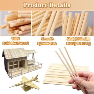 Wooden Dowel Rods, Unfinished Natural Wood Sticks 1/4 x 6 Inch Craft Dowel Rods for Crafts and DIYers 100pcs Hardwood Sticks Dowling Rods