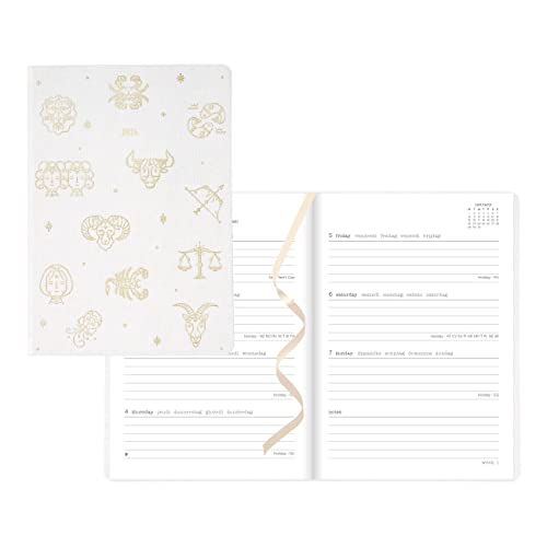 Letts of London Zodiac Weekly/Monthly Planner, 12 Months, January to December, 2024, Sewn Binding, A5 Size, 8.25" x 5.875", Multilingual, Ivory (C082297-24)