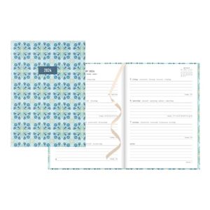letts morocco weekly/monthly planner, 12 months, january to december, 2024, sewn binding, a5 size, 8.25" x 5.875", multilingual, sky (c082391-24)