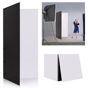photography foldable reflector backdrop, 78.7x78.7inch 2 in 1 background cardboard, double sided black/white light diffuser board, beiyang