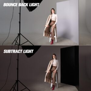Photography Foldable Reflector Backdrop, 78.7x78.7inch 2 in 1 Background Cardboard, Double Sided Black/White Light Diffuser Board, BEIYANG