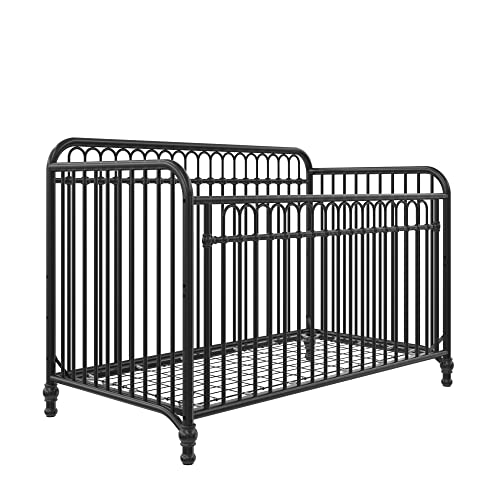 Little Seeds Raven 3-in-1 Convertible Metal Crib, JMPA Certified, Black