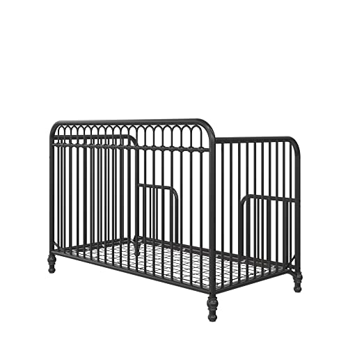 Little Seeds Raven 3-in-1 Convertible Metal Crib, JMPA Certified, Black