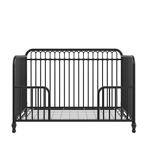 Little Seeds Raven 3-in-1 Convertible Metal Crib, JMPA Certified, Black