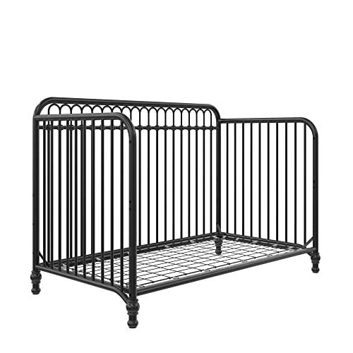 Little Seeds Raven 3-in-1 Convertible Metal Crib, JMPA Certified, Black