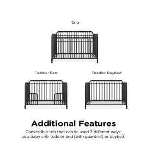 Little Seeds Raven 3-in-1 Convertible Metal Crib, JMPA Certified, Black