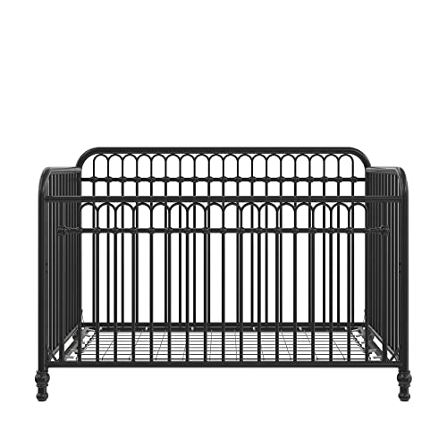 Little Seeds Raven 3-in-1 Convertible Metal Crib, JMPA Certified, Black