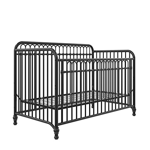 Little Seeds Raven 3-in-1 Convertible Metal Crib, JMPA Certified, Black