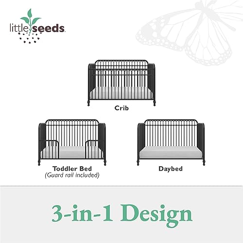 Little Seeds Raven 3-in-1 Convertible Metal Crib, JMPA Certified, Black