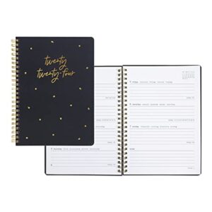 letts celebrate weekly/monthly planner, 12 months, january to december, 2024, gold twin-wire binding, a5 size, 8.25" x 5.875", multilingual, grey (c082184-24)