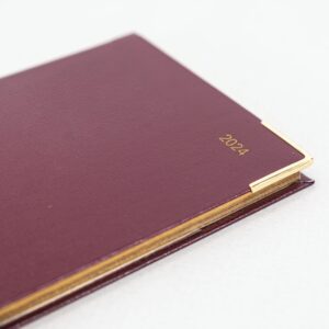 Letts of London Classic Monthly Planner, 13 Months, January 2024 to January 2025, Month-to-View, Horizontal, Gold Corners, Slim Size, 6.625" x 3.25", Burgundy (C12SBY-24)