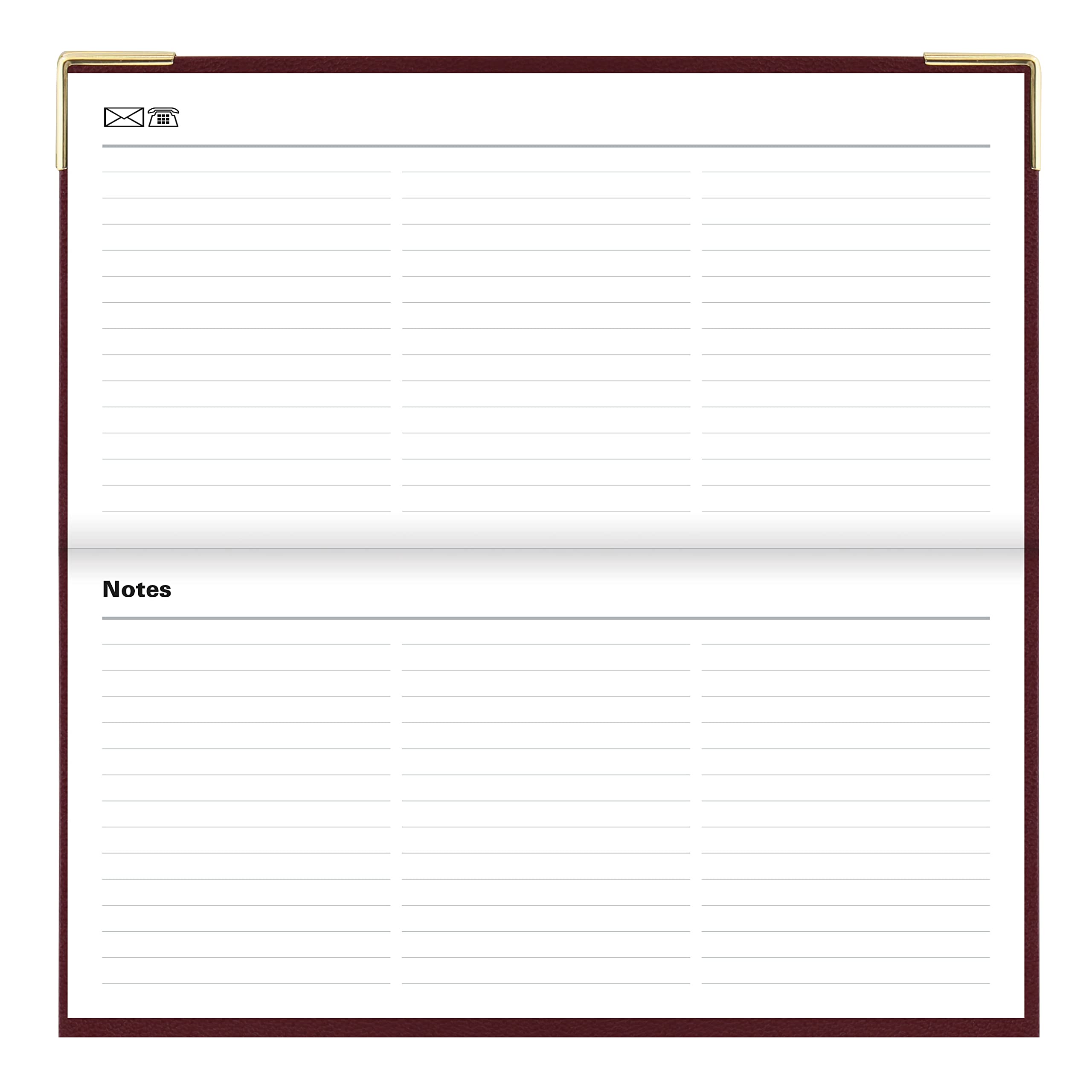 Letts of London Classic Monthly Planner, 13 Months, January 2024 to January 2025, Month-to-View, Horizontal, Gold Corners, Slim Size, 6.625" x 3.25", Burgundy (C12SBY-24)