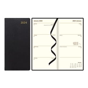 letts of london belgravia weekly/monthly planner, 12 months, january to december, 2024, vertical, slim size, 6.625" x 3.25", black (c33subk-24)