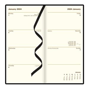 Letts of London Belgravia Weekly/Monthly Planner, 12 Months, January to December, 2024, Vertical, Slim Size, 6.625" x 3.25", Black (C33SUBK-24)