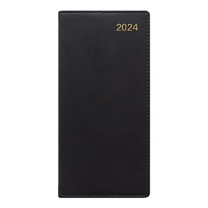 Letts of London Belgravia Weekly/Monthly Planner, 12 Months, January to December, 2024, Vertical, Slim Size, 6.625" x 3.25", Black (C33SUBK-24)