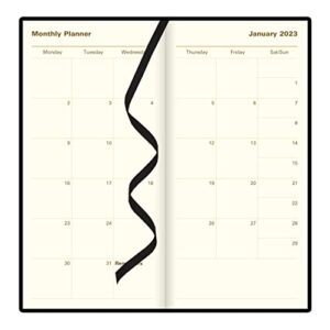 Letts of London Belgravia Weekly/Monthly Planner, 12 Months, January to December, 2024, Vertical, Slim Size, 6.625" x 3.25", Black (C33SUBK-24)