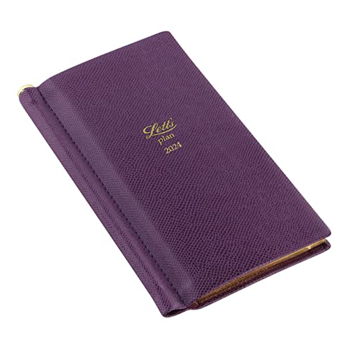 Letts of London Legacy Heritage Weekly/Monthly Planner, 12 Months, January to December, 2024, Slimline Pen, 6" x 3.375", Purple (C081930-24)