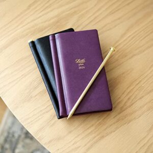 Letts of London Legacy Heritage Weekly/Monthly Planner, 12 Months, January to December, 2024, Slimline Pen, 6" x 3.375", Purple (C081930-24)