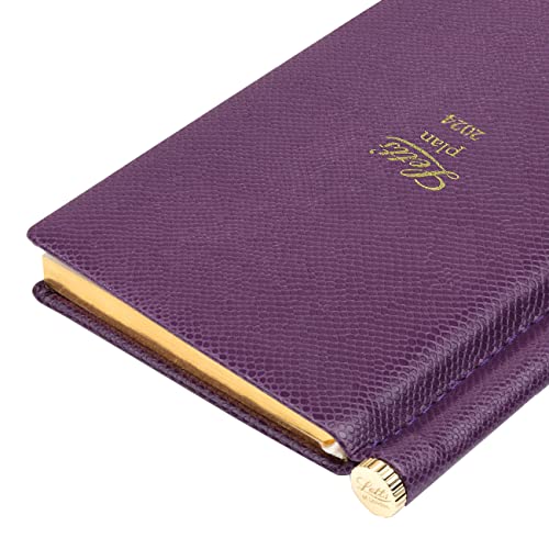 Letts of London Legacy Heritage Weekly/Monthly Planner, 12 Months, January to December, 2024, Slimline Pen, 6" x 3.375", Purple (C081930-24)