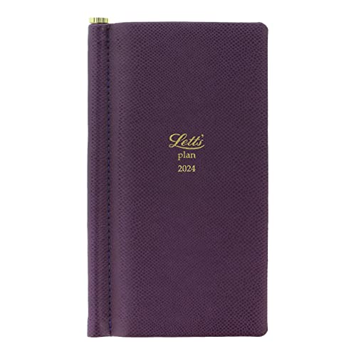 Letts of London Legacy Heritage Weekly/Monthly Planner, 12 Months, January to December, 2024, Slimline Pen, 6" x 3.375", Purple (C081930-24)