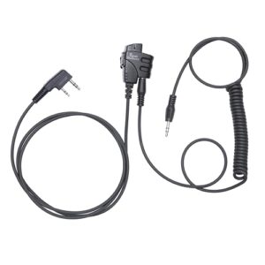 push-to-talk 2-pin k1 cable with aux audio adapter - ptt button for baofeng and kenwood radios - compatible with 3.5mm headsets and auxiliary inputs, great with electronic earmuffs