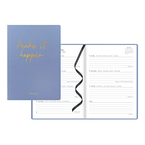 Letts of London Inspire Weekly/Monthly Planner, 12 Months, January to December, 2024, A5 Size, 8.25" x 5.875", Multilingual, Blue (C082020-24)