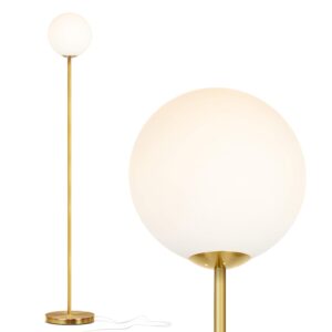 Brightech Luna LED Floor lamp, Modern Lamp for Living Rooms & Offices Bundled Luna Drop LED Floor Lamp, Frosted Glass Globe Arcing Living Room Lamp, Mid-Century Modern Standing Lamp