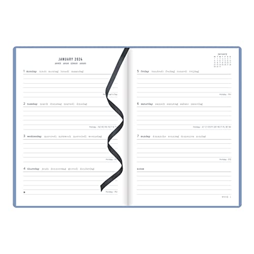 Letts of London Inspire Weekly/Monthly Planner, 12 Months, January to December, 2024, A5 Size, 8.25" x 5.875", Multilingual, Blue (C082020-24)