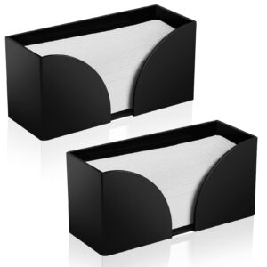 2Pack Paper Towel Dispenser Countertop Black Acrylic Paper Towel Holder for Bathroom Folded Paper Towel Dispenser Clear Trifold Napkin Holder for Z-fold, C-fold, MultiFold Trifold - Home Kitchen