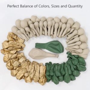 HOOBALON Sage Green Balloon Garland Arch Kit - Jungle Balloons Garland Kit-154pcs White Sand Chrome Metallic Gold Balloons for Oh Baby Shower Party Decorations