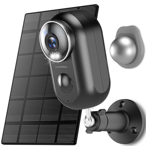 ZUMIMALL Security Cameras Wireless Outdoor, 2K Solar Cameras for Home Security with Magnetic Mount, Color Night Vision, Spotlight & Siren, AI Detection, IP66, Free Loop Recording, 2.4G WiFi Only