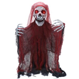 halloween decoration zombie with light-up skeleton eyes and sound prop for halloween outdoor, lawn, yard, patio decor, haunted house decoration