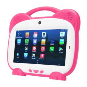 vingvo kids touch tablet, dual camera 7 inch tablet 4.0 for girls (pink)