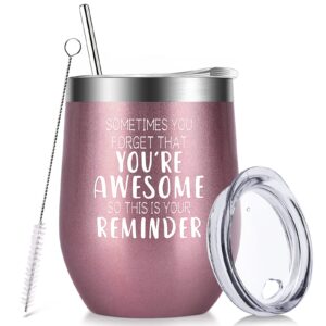 mothers day gifts for mom women wife her-12 oz wine tumbler cup with straws, lids-stocking stuffers for birthday,christmas,valentines day inspirational gifts for best friend female sister daughter