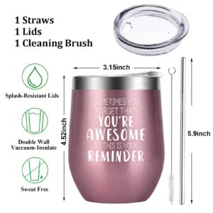 Mothers Day Gifts for Mom Women Wife Her-12 OZ Wine Tumbler Cup with Straws, Lids-Stocking Stuffers for Birthday,Christmas,Valentines Day Inspirational Gifts for Best Friend Female Sister Daughter