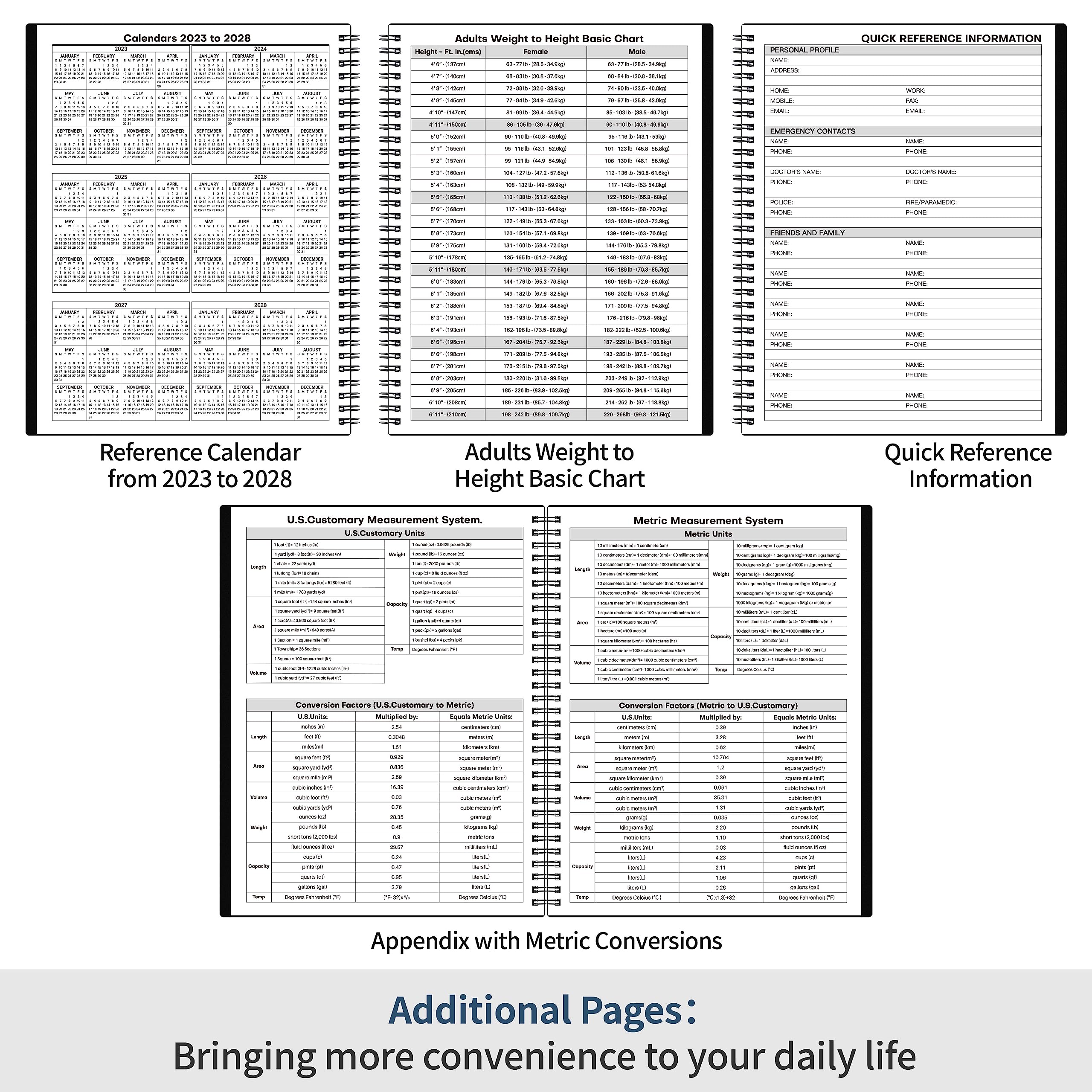 Daily Planner Undated - Spiral Appointment Planner, 208 Pages, 8.8" x 11", Daily Planner with Hourly Schedules, Appointment Book for Man/Women, Inner Pocket, Elastic Closure