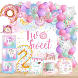 yshmfeux two sweet birthday party supplies decorations, two sweet donut ice cream birthday party decorations, baby girl 2nd birthday decorations, 2nd birthday decorations for girl