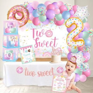 YSHMFEUX Two Sweet Birthday Party Supplies Decorations, Two Sweet Donut Ice Cream Birthday Party Decorations, Baby Girl 2nd Birthday Decorations, 2nd Birthday Decorations for Girl