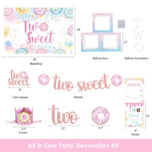 YSHMFEUX Two Sweet Birthday Party Supplies Decorations, Two Sweet Donut Ice Cream Birthday Party Decorations, Baby Girl 2nd Birthday Decorations, 2nd Birthday Decorations for Girl