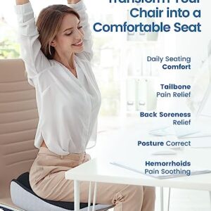 Multifunction Seat Cushion with Removable Insert for Long Sitting, Ergonomic Office Chair Cushion for Hemorrhoid, Sciatica, Tailbone Pain Relief, Non-Slip Memory Foam Butt Pillow for Office, Home, Car